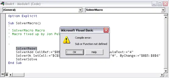 Sub or function not defined vba excel ошибка